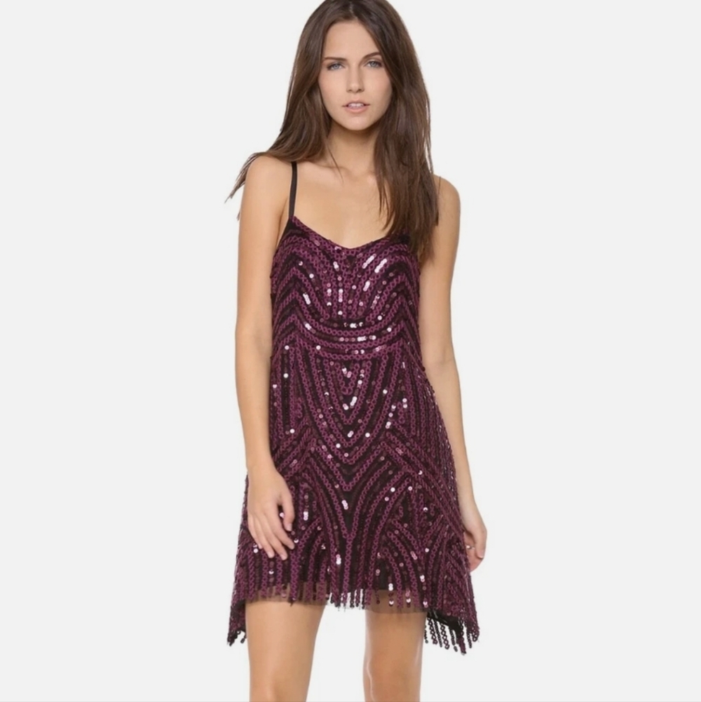 Free People Purple Sequin Mini Dress